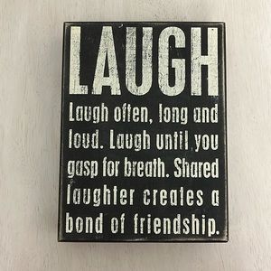 Fun quote about laughter wooden plaque